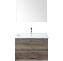 Wastafelcombinatie met spiegel en houten onderkast