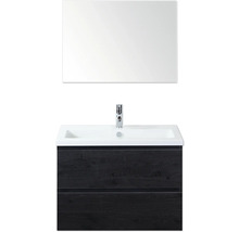 Wastafel met onderkast, spiegel, kraan en twee laden