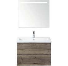 Wastafelmeubel met wastafel en spiegel met verlichting