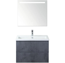 Wastafel met onderkast en spiegel met verlichting voor de badkamer