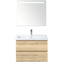 Wastafel met onderkast, spiegel en verlichting voor de badkamer