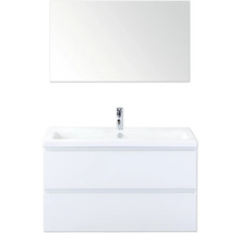 Witte wastafelmeubel met spiegel en twee lades voor badkamer