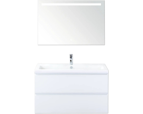 Wastafelcombinatie met spiegel en twee laden