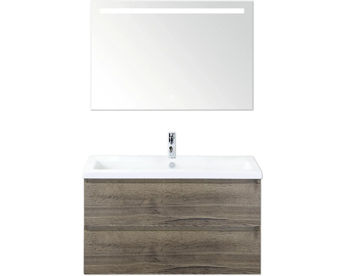 Wastafelcombinatie met onderkast, wastafel en spiegel