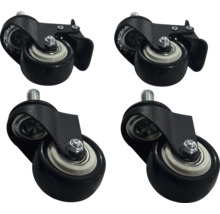 Vier zwarte meubelwielen met draadstift