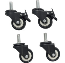 Vier meubelwielen met rem en draadstift