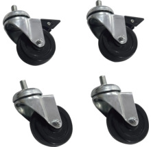 Vier zwenkwielen met draadstift voor meubels