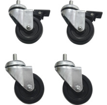 Vier zwenkwielen met schroefdraad, wieldiameter ongeveer 50 millimeter