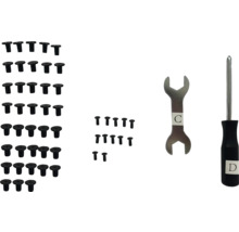 Schroeven, schroefsleutel en schroevendraaier