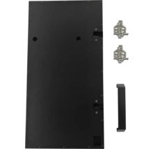 Zwarte deur met scharnieren en handgreep voor interieur