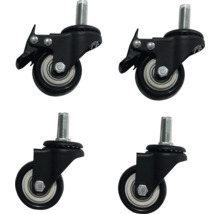 Vier meubelwielen met draadstift en rem