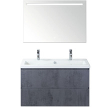 Wastafelmeubel met twee wastafels en spiegel met verlichting