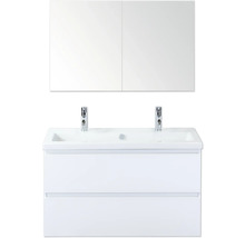 Dubbele wastafel met onderkast en spiegelkast voor badkamer