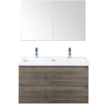 Wastafel met onderkast, twee waskommen en spiegelkast