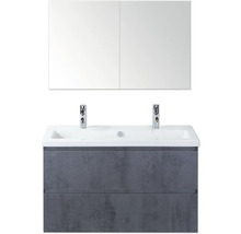 Wastafelonderkast met dubbele wastafel en spiegelkast voor de badkamer