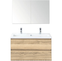 Wastafelonderkast met twee laden, wastafel en spiegelkast