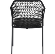 Gevlochten stoel met zitkussen en metalen poten