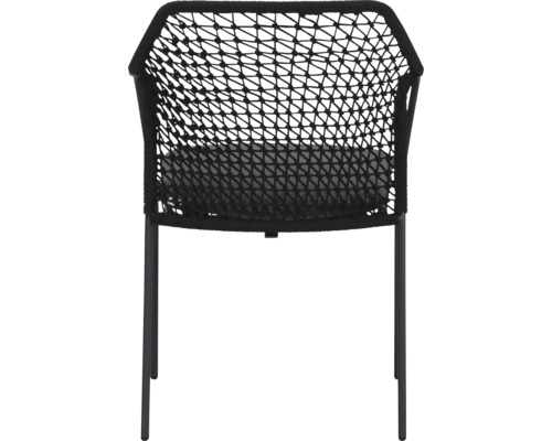 Gevlochten stoel met zitkussen en metalen poten