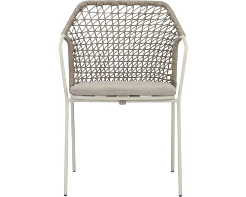 Tuinstoel met gevlochten rugleuning en zitkussen