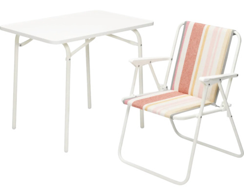 Campingtafel en campingstoel met armleuningen