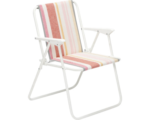 BEST Camping klapstoel voor kinderen oranje wit Opvouwbare strandstoel met strepen en armleuningen