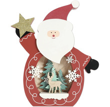 Decoratief houten kerstmanfiguur met ster, bomen en hert