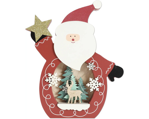 Decoratief houten kerstmanfiguur met ster, bomen en hert