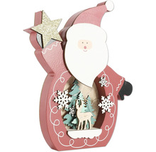 Decoratief figuur kerstman met ster, bomen en rendier van hout