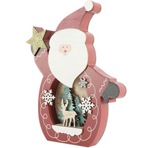 Decoratief houten figuur kerstman met ster, kerstboom en hert