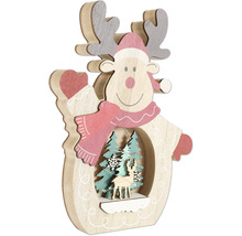 Decoratief houten rendier met kerstmotieven