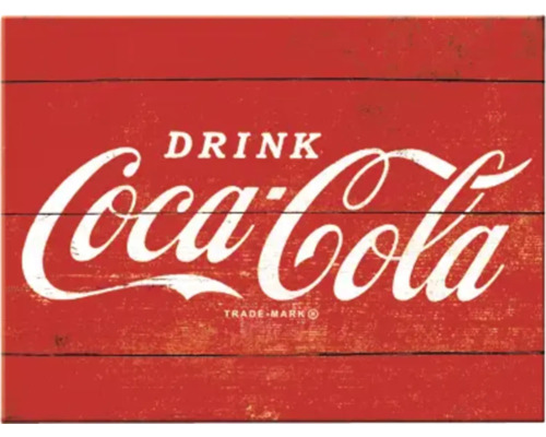 Coca-Cola belettering op houten bord