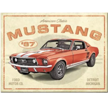 Decoratief bord met een rode Ford Mustang uit 1967