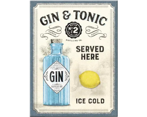 Decoratieve illustratie met een Gin Tonic motief, inclusief een fles gin en een citroen.