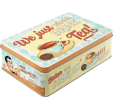 Theedoos met retrodesign en thee- en koekjesmotieven