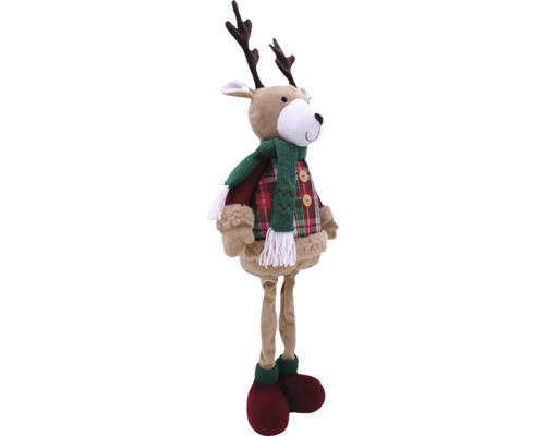 Decoratieve pluche rendier met gewei, sjaal en jas voor de kerstperiode