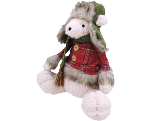 Decoratieve stoffen pop met muts en sjaal