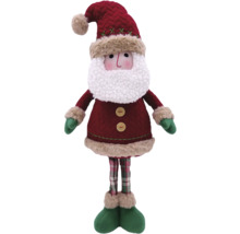 Kerstman decoratiefiguur met rode muts, witte baard en groen geruite broek