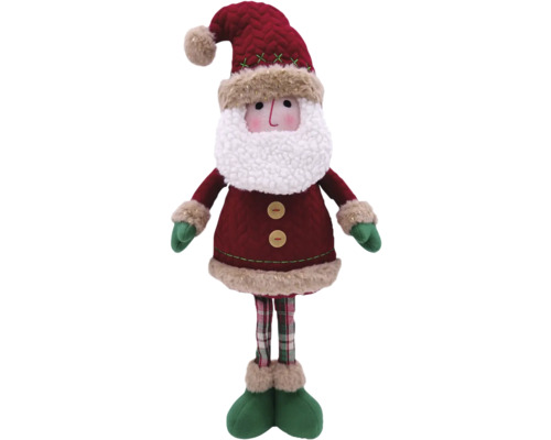 Kerstman decoratiefiguur met rode muts, witte baard en groen geruite broek