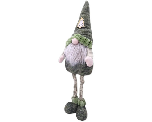 Decoratieve kabouter met baard en muts met kerstboommotief als kerstdecoratie