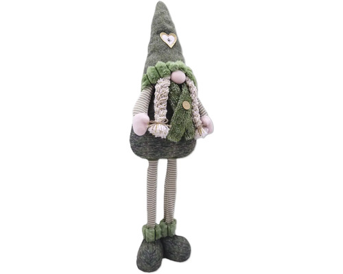 Decoratieve stoffen pop met muts en gestreepte benen als kerstdecoratie
