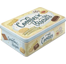 Decoratief koekjesblik met het opschrift Cookies'n Biscuits en Oma's recepten