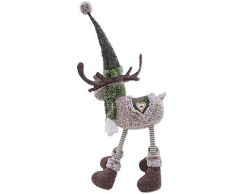 Decoratieve rendier kerstdecoratie met muts en sjaal