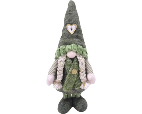 Decoratief figuur kerstkabouter met hartapplicatie op de muts