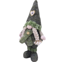 Decoratieve vilten figuur van een kabouter met een hart op zijn hoed als kerstversiering