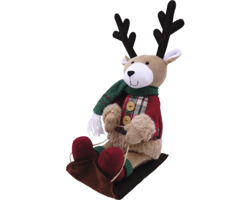 Decoratief rendierfiguur op slee met sjaal en jas