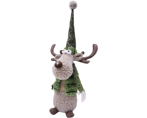 Decoratief rendier met muts als kerstversiering