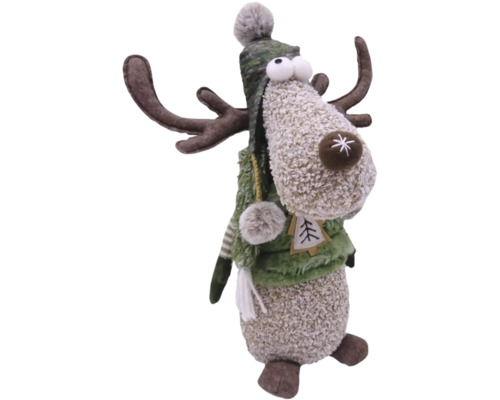Decoratief rendierfiguur met muts, vest en gewei