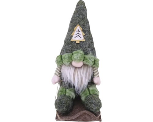 Kerstkabouter met baard en kerstboomapplicatie op de muts