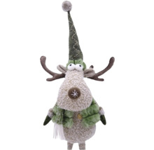 Decoratief rendierfiguur met muts en sjaal voor de kerstperiode