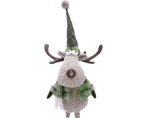 Decoratief rendierfiguur met muts en sjaal voor de kerstperiode